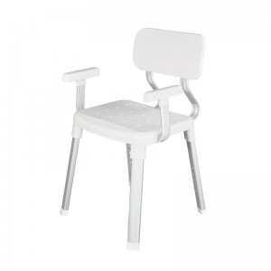 HL-7202 Bath Chair With Arms, Medical Shower Seat, Safety Shower Bench With Reinforced Crossing Bar For Elderly, Adults, Disabled