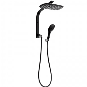 1TSG-WM-1 Wall mounted Brass multi Function upper water inlet Shower Column Set  in black color for Bathroom