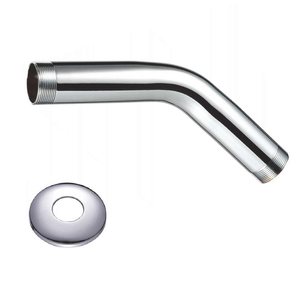 900B Shower Arm with Flange Wall Mount Replacement Angle Shower Head Arm Wall-Mounted For Fixed Shower Head & Handheld Showerhead 6 Inches Chrome