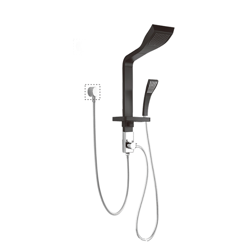 HL-2466B Black Short Shower Panel System Al Multi-Function Shower Panel with Rainfall Waterfall Massage Jets multi-Function Hand Shower for Home Hotel Resort