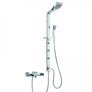 HL-2418B Black Wall mounted Al Shower Panel including Rainfall Waterfall Massage Jets Hand Shower for Home Hotel Resort