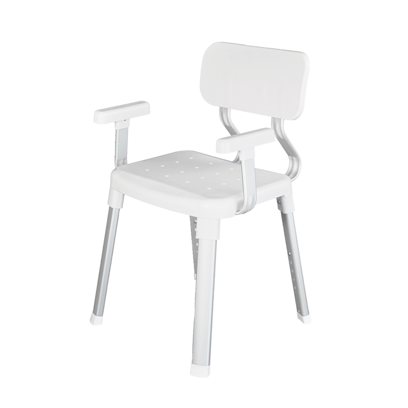 HL-7202 Bath Chair With Arms, Medical Shower Seat, Safety Shower Bench With Reinforced Crossing Bar For Elderly, Adults, Disabled