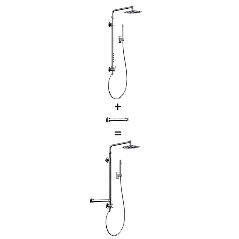 HL-3153 Stainless Steel 304 multi Function Chromed Shower Column Set including rain shower ,handheld shower and grab bar for Bathroom