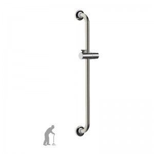 SR-15 27.5 Inch Wall Mounted Round Stainless Steel Shower Slider Bar With Brass Base And  Adjustable Handheld Shower Bracket For Bathroom
