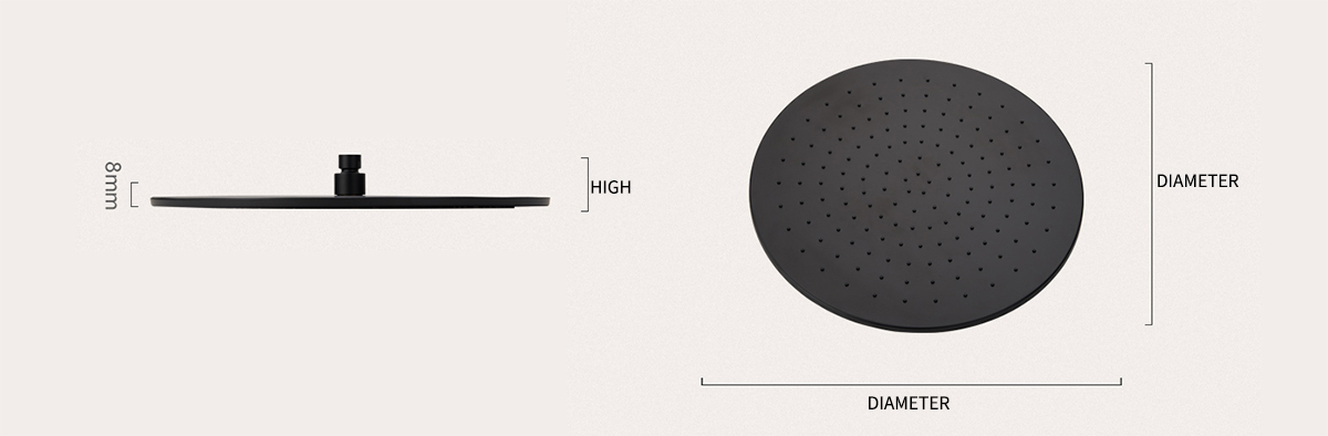 HL6305 Reinforced 10 Matte Black 304Stainless Steel Round Shower Head Flow Fixed Rainfall TOP Sprayer111