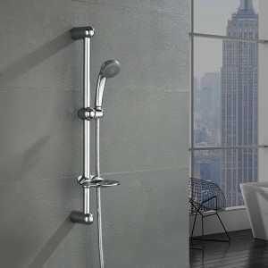 1F1058-6 26 inch Brass Shower Slider Bar Set with single function handheld shower and 60inch shower hose