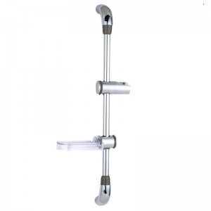 SR-8-9C 25 inch Stainless Steel round Shower Slider Bar with transparent soap dish