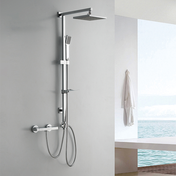 HL-3114 Stainless Steel multi Function Chromed square Shower Column Set including rain shower ,handheld shower for Bathroom