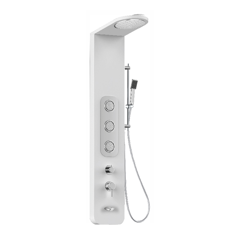 HL-2437W-LED Huale Multi-Function White color Shower Panel in Aluminium material with LED light  for Home Hotel Resort