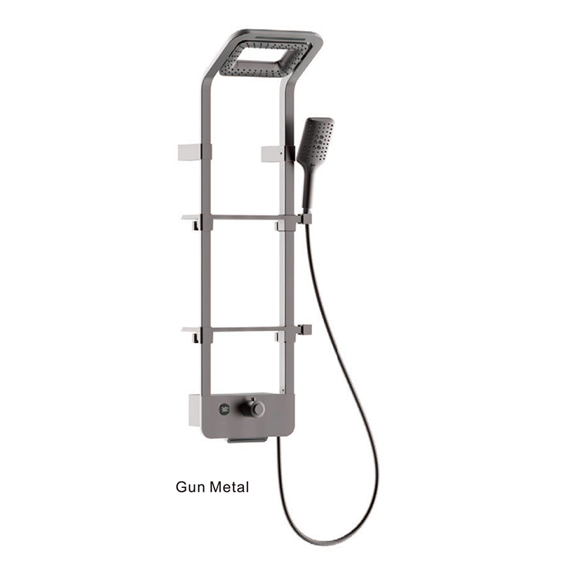 HL-2492 HUALE New Design Wall Mounted Shower Panel with modern rain shower head and Hydro-Powered Temperature Display for bathroom