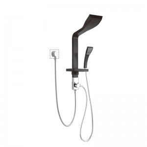 HL-2466B Black Short Shower Panel System Al Multi-Function Shower Panel with Rainfall Waterfall Massage Jets multi-Function Hand Shower for Home Hotel Resort