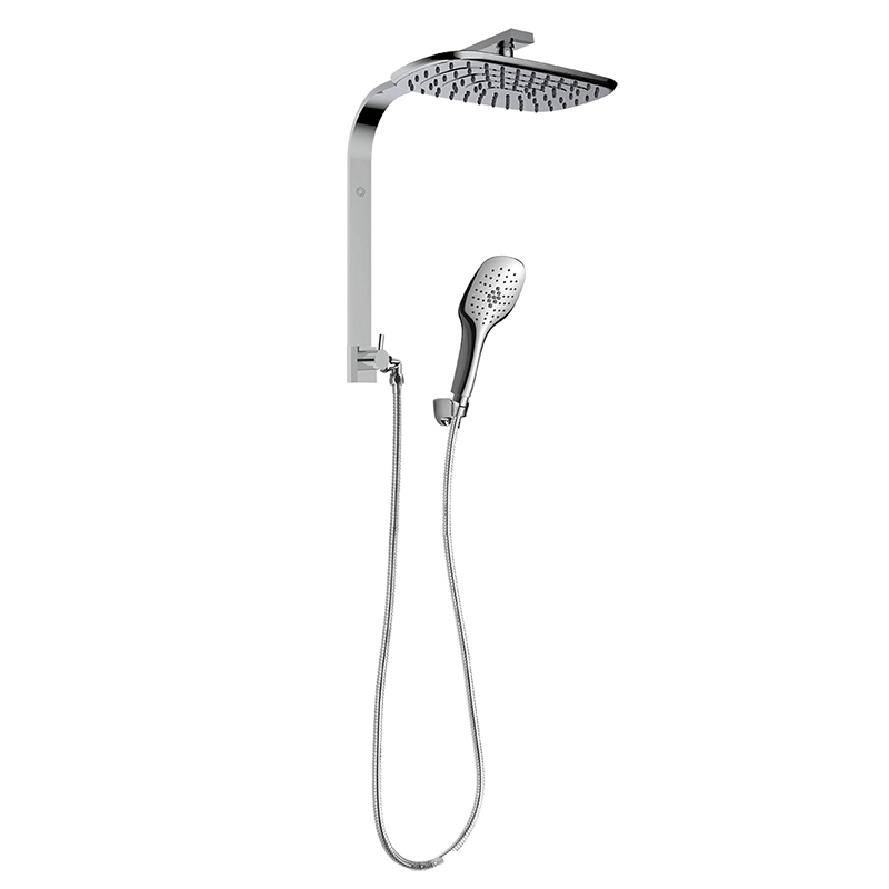Brass multi Function Short Shower Column Set Sits flush against the wall including rain shower an
