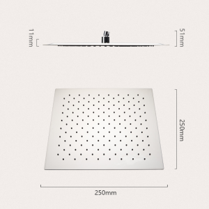 HL 6303 10 inch Square Single Setting 304 Stainless Steel High Pressure Soft Spray Rain Shower Head for Bathroom