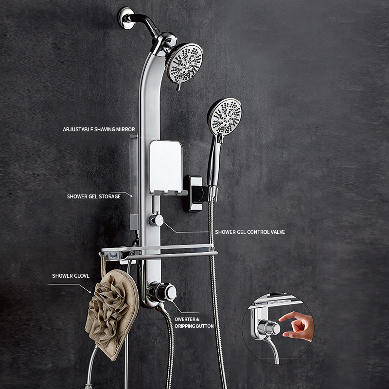 HL-2490 Patented Innovative Al Shower Panel Shower Refillable Soap Dispenser With Loofa