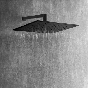 HL6306B 16 inch Big Size Matte Black Square Single Setting 304 Stainless Steel High Pressure Soft Spray Rain Shower Head for Bathroom