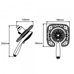 ZM8189 Magnetic Auto-Switch Dual Shower Head with handheld Spray Shower head Kit for Bathroom