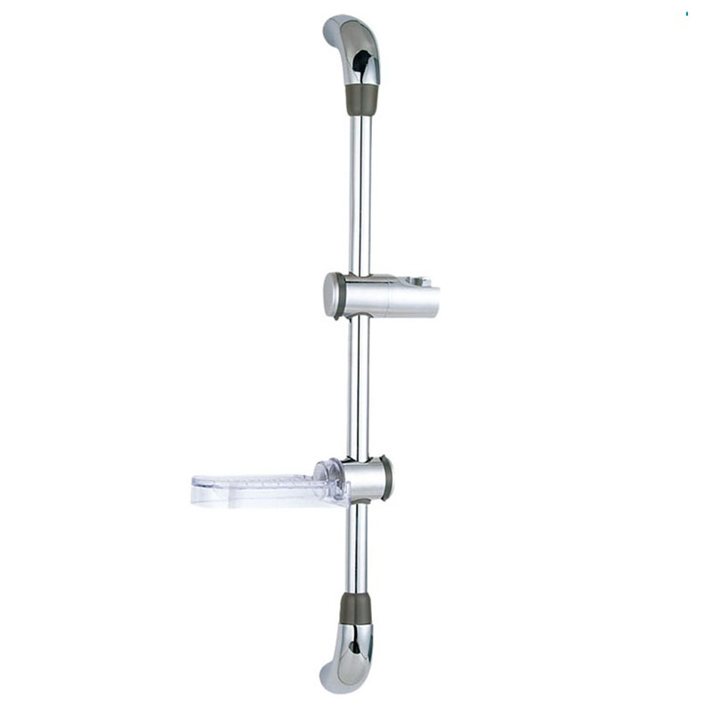 SR-8-9C 25 inch Stainless Steel round Shower Slider Bar with transparent soap dish