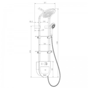 HL-2491 HUALE New Design Modern Shower Panel with 2 Trays for storage and Hydro-Powered Temperature Display  for bathroom