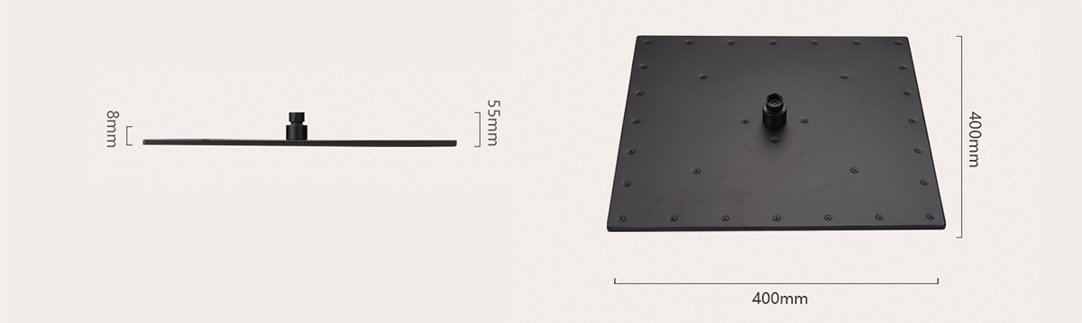 HL6309 Reinforced 10 Matte Black Stainless Steel Flow Fixed Rainfall Square Shower Head TOP Sprayer3